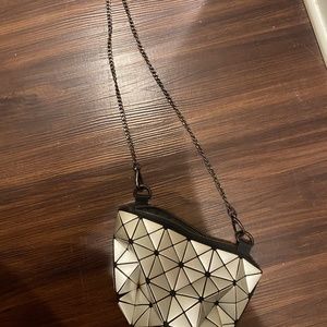 Silver chain cross body bag, small